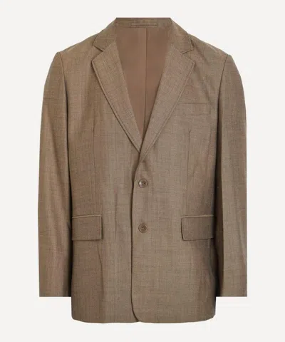 Percival Mens Grounds Herringbone Wool Blazer In Brown