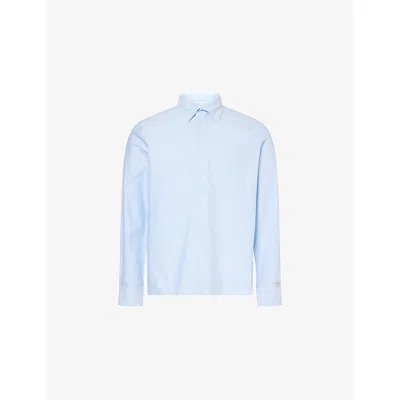 Percival Mens Light Blue Oxford Regular-fit Cotton Shirt