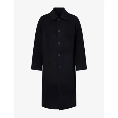 Percival Mens Minnesota Slip-pocket Wool Coat Navy Xl In Blue