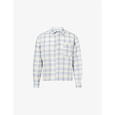 Percival Mens Multi Jesse Boxy Linen And Cotton-blend Shirt Xxl In White