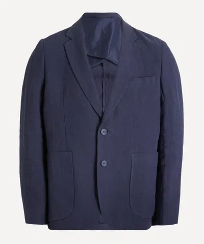 Percival Mens Navy Blue Tailored Linen Blazer