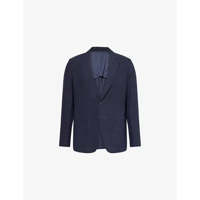 Percival Mens Navy Tailored Single-breasted Linen Blazer In Blue