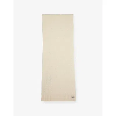 Percival Mens Ecru Melville Cable-knit Wool-blend Scarf In Neutral