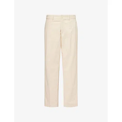 Percival Mens Cream Straight Leg Cotton Chino Trousers In White