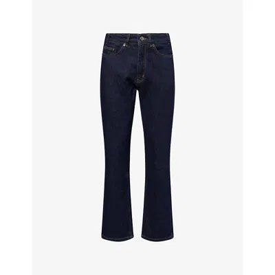 Percival Mens Brand-patch Straight-leg Denim Jeans Raw In Blue