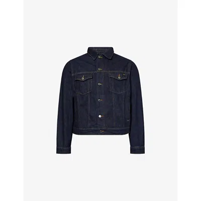 Percival Mens Western Trucker Flap-pocket Denim Jacket Raw Xl In Blue