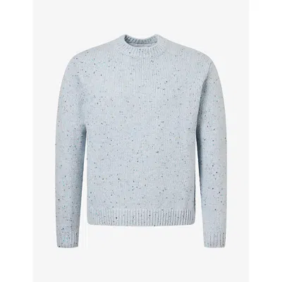 Percival Mens Rhodes Logo Wool-blend Jumper Blue Xl