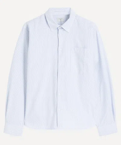 Percival Mens Striped Cotton Oxford Shirt In Blue Stripe