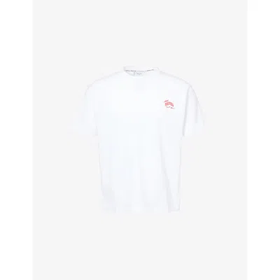 Percival Mens White Dexter Graphic-print Cotton T-shirt