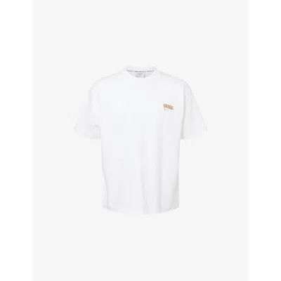 Percival Mens White Graphic Oversized Cotton-jersey T-shirt