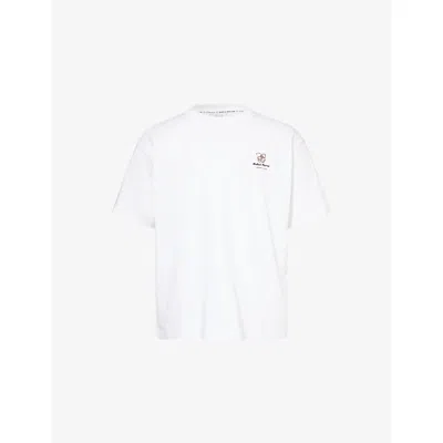 Percival Mens White Hotel Bistro Oversized Cotton-jersey T-shirt