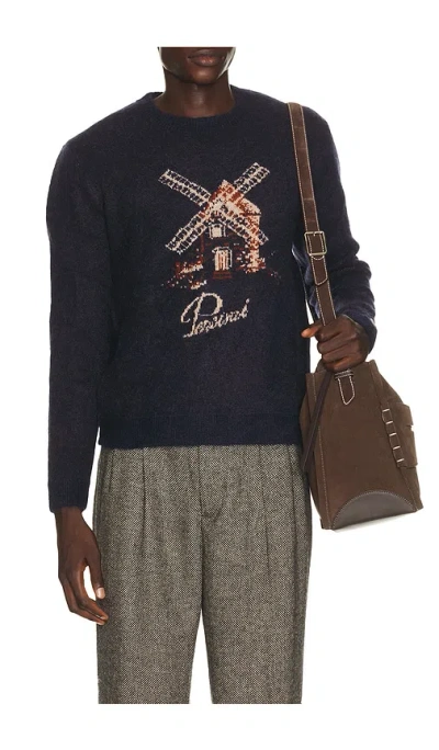 Percival Miller Jacquard Jumper In Blue