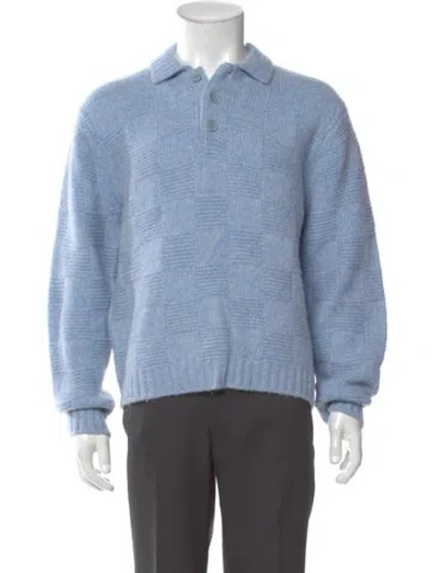 Pre-owned Percival Mock Neck Long Sleeve Polo Sweater In Blue