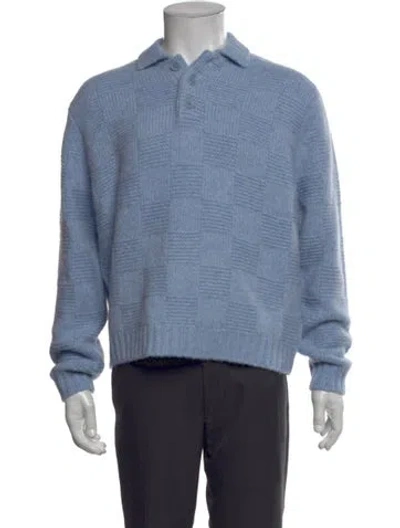 Pre-owned Percival Mock Neck Long Sleeve Polo Sweater In Blue