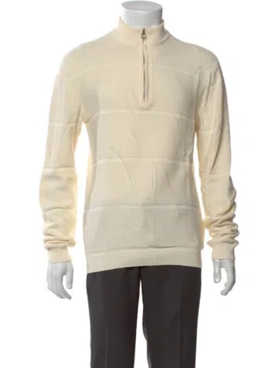 Pre-owned Percival Mock Neck Long Sleeve Polo Sweater In Neutral