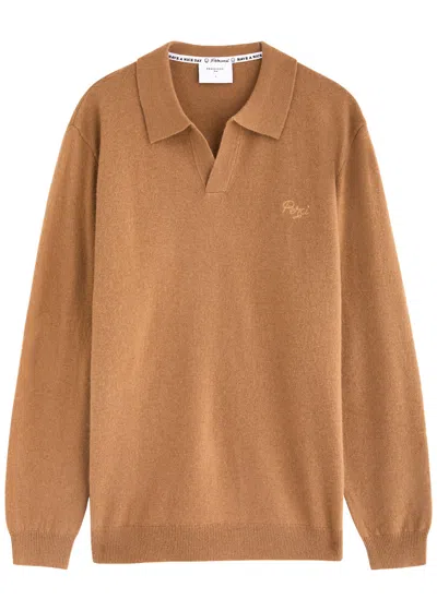 Percival Network Wool-blend Polo Jumper In Orange