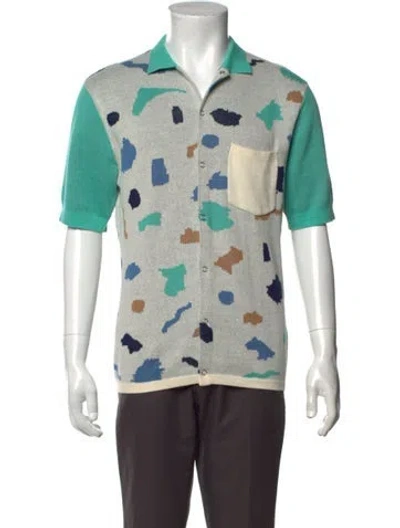 Pre-owned Percival Patterned Collar Pullover In Green