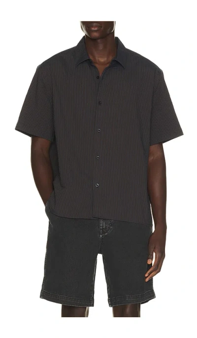 Percival Rowan Seersucker Boxy Shirt In Blue