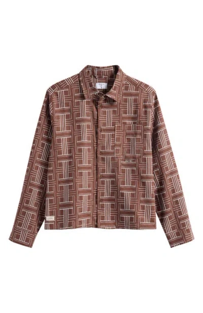 Percival Shashiko Embroidered Button-up Shirt In Brown