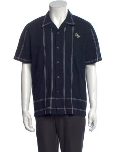 Pre-owned Percival Striped Short Sleeve Shirt W/ Tags In Blue