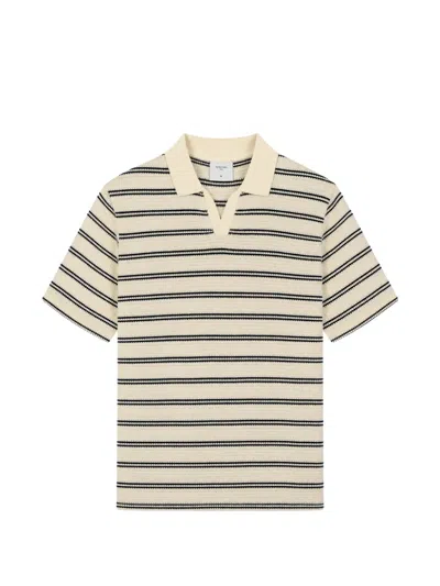 Percival Striped Textured-knit Short-sleeve Sweater In White