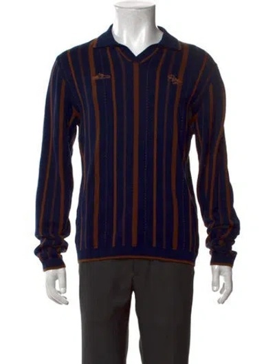 Pre-owned Percival Striped V-neck Pullover In Blue