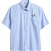 Percival Sunflower Stripe Cotton Button-up Shirt In Blue