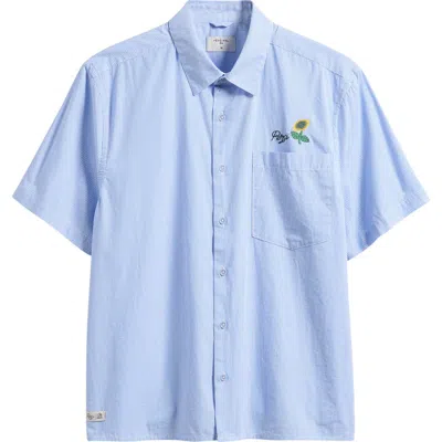 Percival Sunflower Stripe Cotton Button-up Shirt In Blue