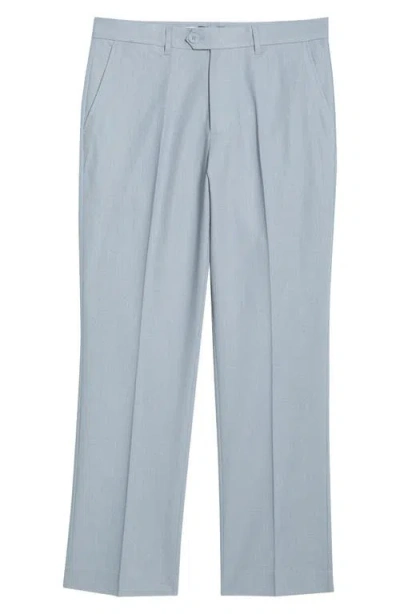 Percival Tailored Fit Flat Front Linen & Cotton Suit Pants In Blue