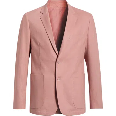 Percival Tailored Fit Light Mauve Linen & Cotton Suit Jacket In Pink