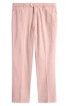 Percival Tailored Fit Pink Flat Front Linen & Cotton Suit Pants
