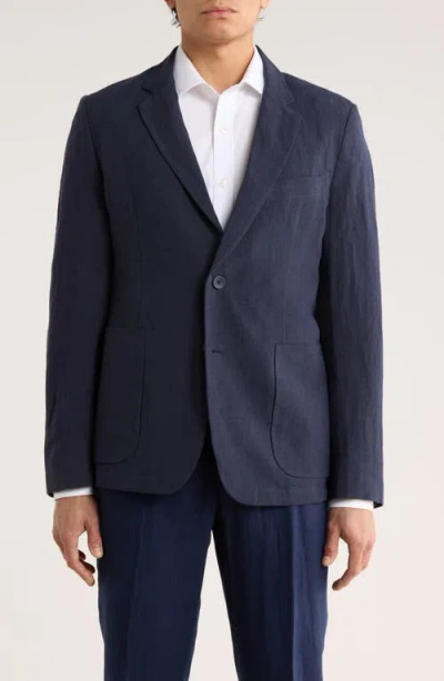 Percival Tailored Fit Solid Linen Blazer In Blue