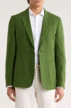 Percival Mens Forest Tailored Single-breasted Linen And Cotton-blend Blazer In Green