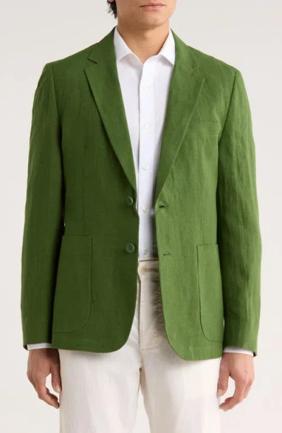 Percival Tailored Fit Solid Linen Blazer In Green