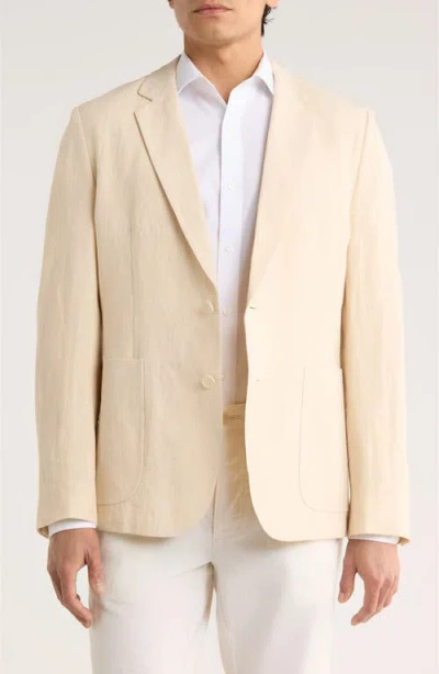 Percival Tailored Fit Solid Linen Blazer In Neutral