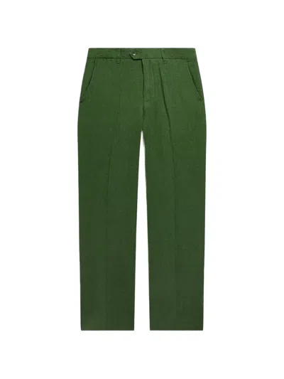 Percival Tailored Linen Trousers In Green