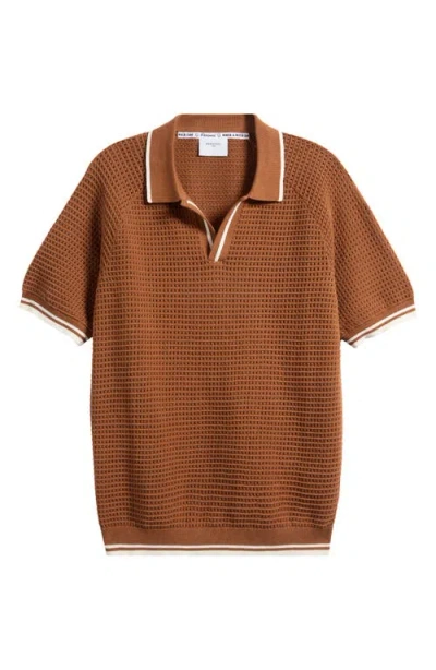 Percival Tennis Johnny Collar Sweater Polo In Brown