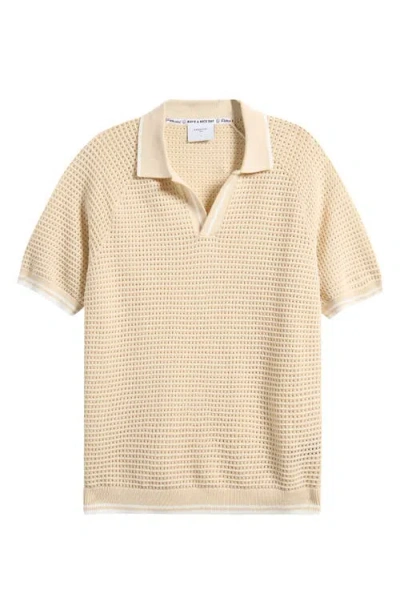 Percival Tennis Johnny Collar Sweater Polo In Neutral