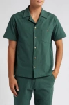 PERCIVAL PERCIVAL TEXTURED SOLID SHORT SLEEVE COTTON BUTTON-UP SHIRT