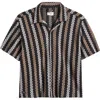 Percival Wade Openwork Stripe Camp Shirt In Multi
