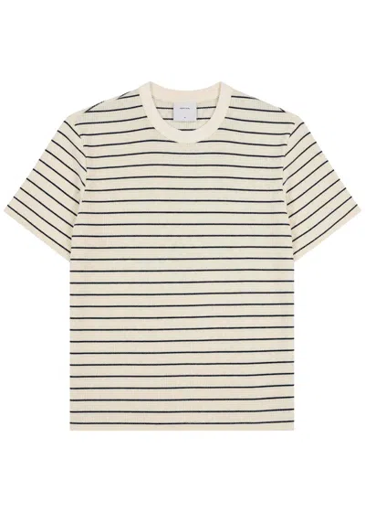 Percival Waffle-knit Striped Cotton T-shirt In Neutral