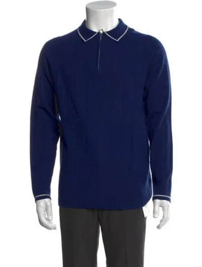 Pre-owned Percival Wool Collar Polo Sweater In Blue