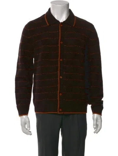 Pre-owned Percival Wool Striped Cardigan In Black