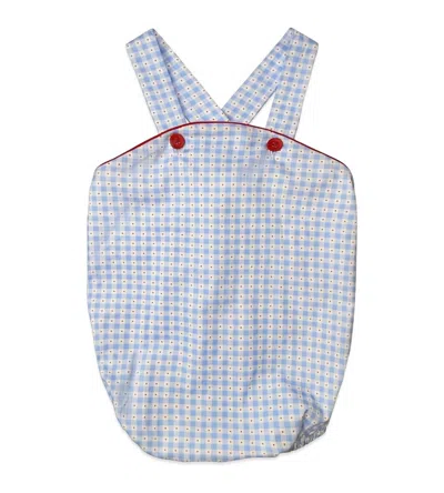 Percy & Tyne Kids' Boy's Cross Back Bubble Romper In Patriotic Plaid In Multi