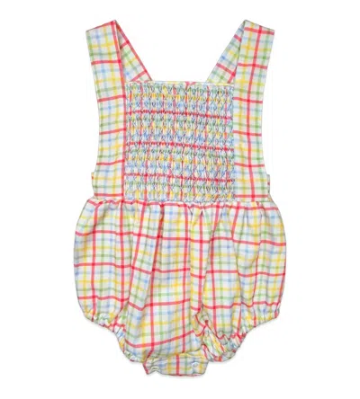 Percy & Tyne Kids' Girl's Edward Bubble Romper In Harrow Hill Plaid In Yellow