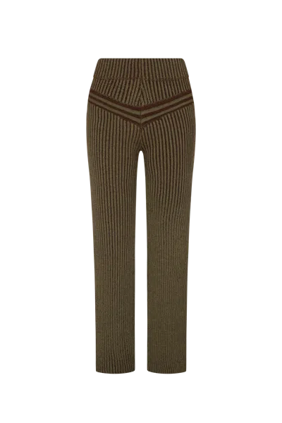 Peregrina Corriente Pant Green Brown In Soot