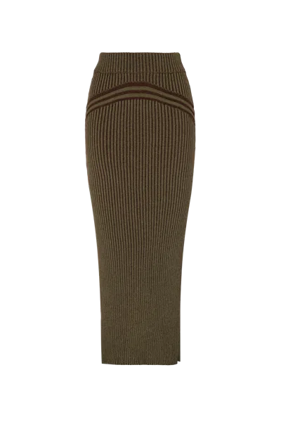 Peregrina Corriente Skirt Green Brown In Soot