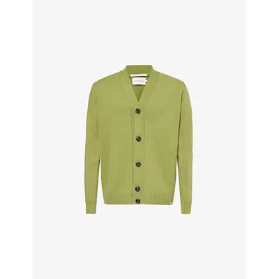 Peregrine Mens V-neck Long-sleeve Wool Cardigan Campo