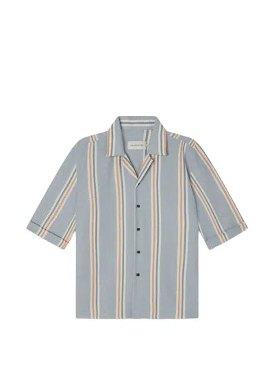 Peregrine Quay Cuban Stripe-pattern Shirt In Blue