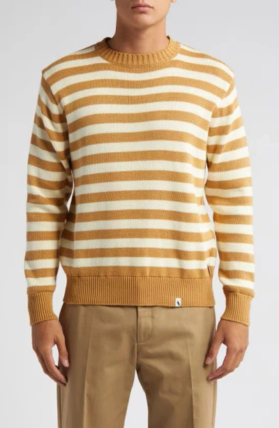 Peregrine Richmond Stripe Organic Cotton Sweater In Amber/ White